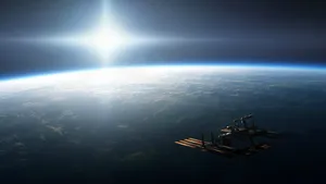 A Space Satellite Hovering Over The Surface Of Earth Wallpaper