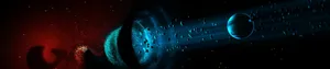A Space Scene With A Blue And Red Planet Wallpaper