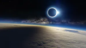 A Spectacular View Of A Total Solar Eclipse In Earth's Orbit. Wallpaper