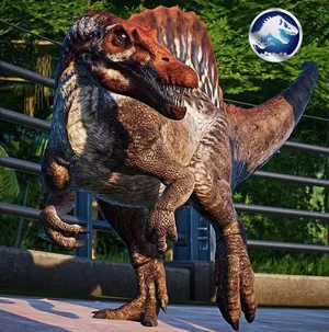 A Spinosaurus Walking Through The Marsh Wallpaper