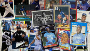 A Splendid Collection Of Classic Baseball Cards Displayed Elegantly Wallpaper