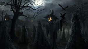 A Spooky And Ghostly Graveyard For Halloween Wallpaper