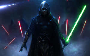 A Star Wars Jedi Wielding A Lightsaber Wallpaper