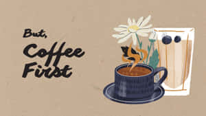 A Steaming Cup Of Freshly Brewed Brown Coffee On A Wooden Table Wallpaper