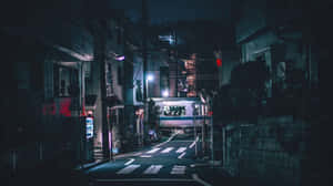 A Street In Tokyo At Night Wallpaper