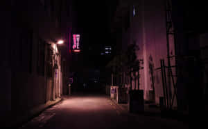 A Street With A Sign Wallpaper