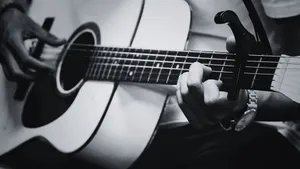 A Striking Monochrome Guitar Wallpaper