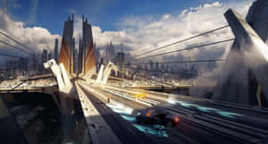 A Stunning 3d Cityscape Featuring Futuristic Architecture And Design Wallpaper