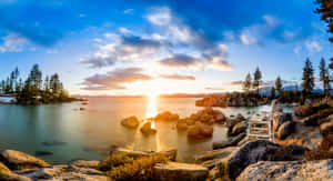 A Stunning Aerial View Of Lake Tahoe In California, Usa. Wallpaper