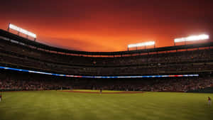 A Stunning Baseball Stadium At Sunset Wallpaper