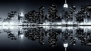 A Stunning Black And White Landscape Scene With A Winding Road Amidst The Majestic Mountains Wallpaper