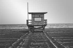 A Stunning Black And White View Of A Serene Beach Wallpaper