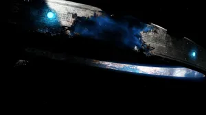 A Stunning Halo Ark Wallpaper Featuring Master Chief And The Iconic Halo Ring Wallpaper