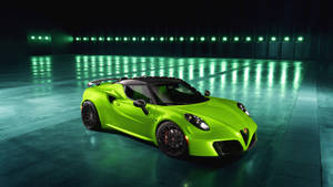 A Stunning Neon Green Alfa Romeo 4c Wallpaper