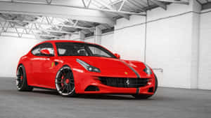 A Stunning Red Ferrari Ff In High Definition Wallpaper