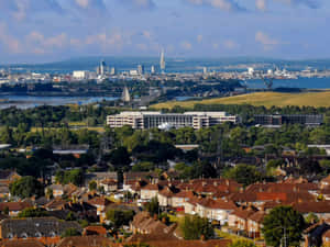 A Stunning Sunset Over Portsmouth, Uk Wallpaper