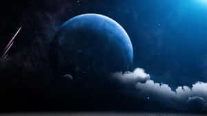 A Stunning View Of The Earth's Majestic Blue Planet, Depicting The Earth's Polar Regions And Lush Natural Landscapes. Wallpaper