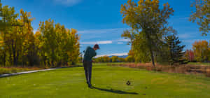 A Stunning View Overlooking A Pristine Golf Green On A Sunny Day Wallpaper