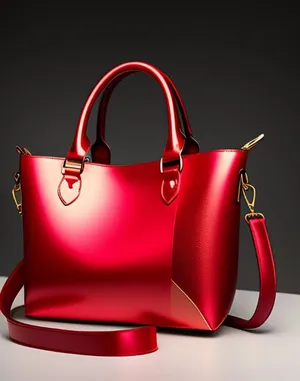 A Stylish Red Handbag On A Wooden Table Wallpaper