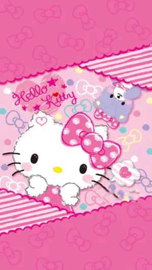 A Sweet Moment With Hello Kitty And Blue Bear Wallpaper