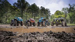 A T Vs_ Lined_ Up_ In_ Muddy_ Terrain Wallpaper