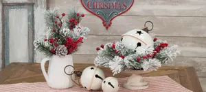 A Table With A Christmas Tree And A Jar Of Berries Wallpaper