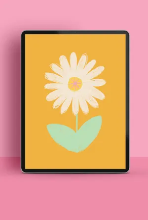 A Tablet With A Flower On It Wallpaper