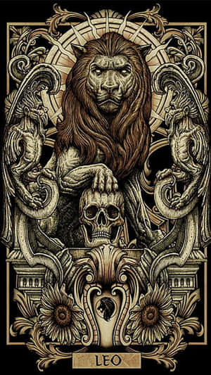 A Tarot Card With A Lion And Skull Wallpaper