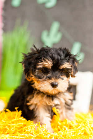 A Teacup Yorkie Pup Ready To Spread Its Adorable Joy Wallpaper