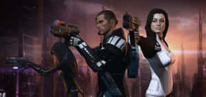 A Team Of Mass Effect Characters Ready For Action Wallpaper