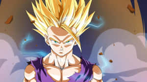 A Teen Gohan Ready To Fight Wallpaper