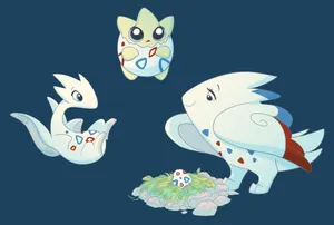 A Togetic Against A Dark Blue Background Wallpaper