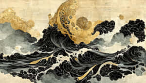 “a Traditional Japanese Painting Of A Phoenix Flying In The Sky” Wallpaper