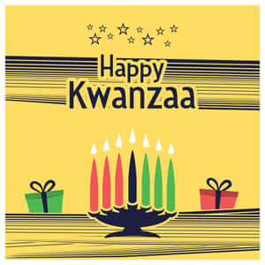 A Traditional Kwanzaa Celebration With Vivid Kinara And Colorful Fruits Wallpaper