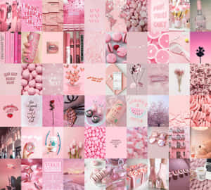 A Trendy Pink Collage Desktop Background Wallpaper