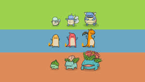 A Tribute To Classic Pokemon Characters In Minimalist Style Wallpaper