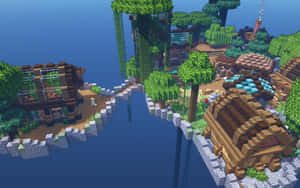 A Unique Minecraft Sky Block Adventure Wallpaper