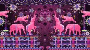 A Unique Pink Elephant Amidst Lush Green Nature Wallpaper