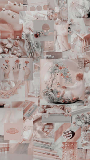 A Vibrant And Feminine Aesthetic Pink Collage Wallpaper