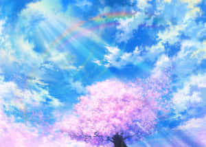 A Vibrant Anime Sky Sunset With Pinks And Purples Wallpaper