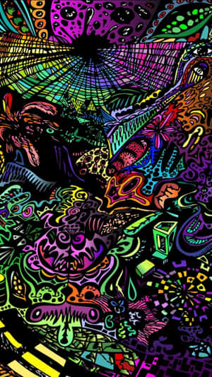 A Vibrant, Colorful And Visually Stunning Trippy Hippie Artwork. Wallpaper