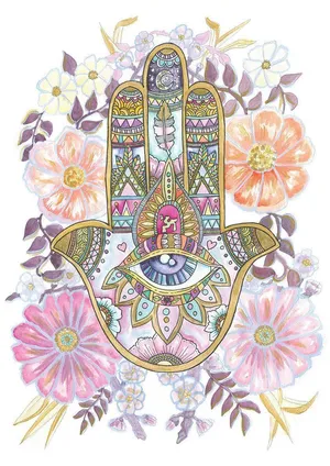 A Vibrant Hamsa Hand Symbol On A Colorful Background Wallpaper