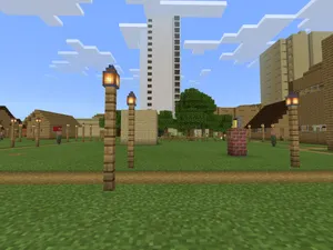 A Vibrant Minecraft City Awaits! Wallpaper