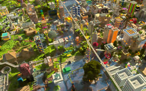 A Vibrant Minecraft Map On A Grand Scale Wallpaper