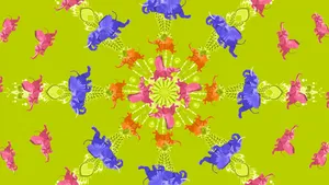 A Vibrant Pink Elephant Standing In A Magical Forest Wallpaper