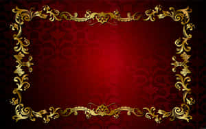 A Vibrant Red And Gold Picture Of Intricate Patterns. Wallpaper