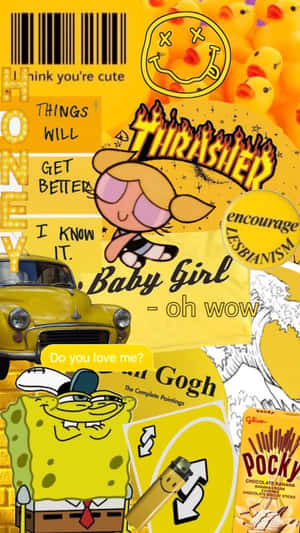 A Vibrant Yellow Aesthetic Collage Wallpaper