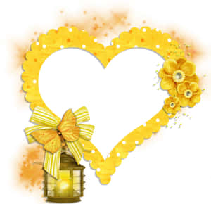 A Vibrant Yellow Heart Floating In Space Wallpaper