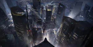 A View From Above Of The Iconic Gotham City Wallpaper