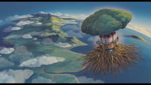 “a View Of Laputa Castle In The Sky, The Majestic Floating Castle” Wallpaper